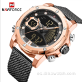 NAVIFORCE 9172S, banda de acero a la moda, doble pantalla, esfera grande, reloj para hombre, reloj electrónico resistente al agua para estudiantes